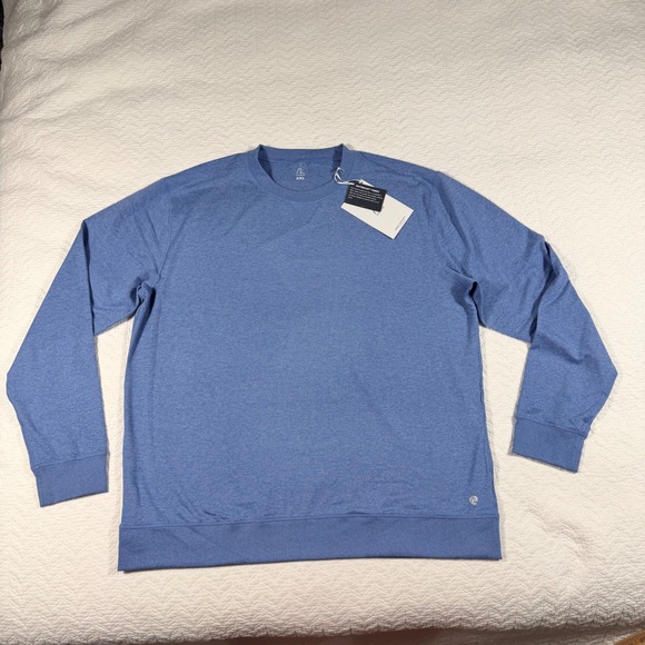 NWT RHOBACK Mens 3XL Blue Heathered Crewneck Long Sleeve Sweatshirt Performance - Picture 3 of 14